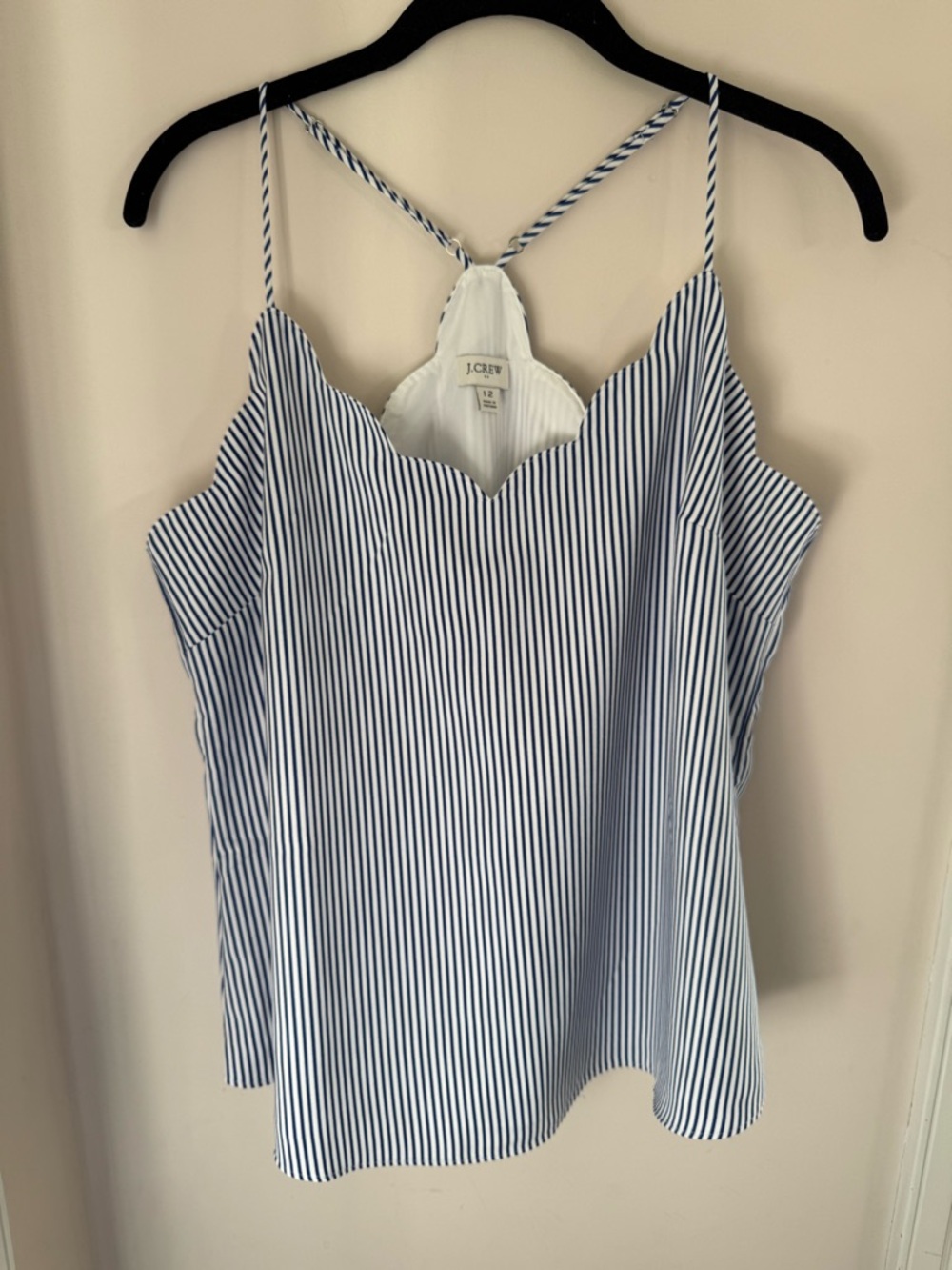 J.Crew scalloped striped lined camisole size 12 new without tag